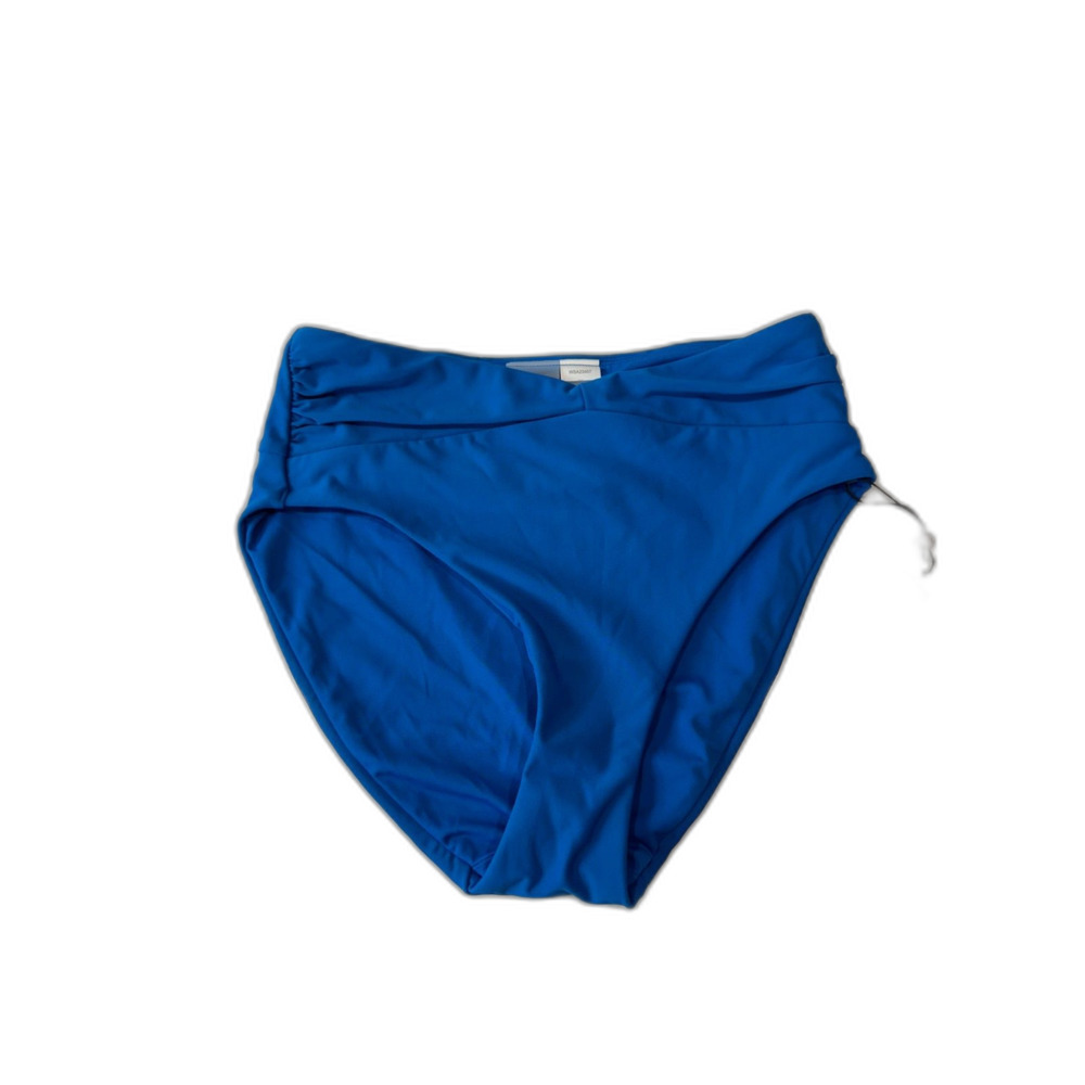 NWT Calia Shirred V Front High Rise Bikini Bottom Royal Blue Size XS